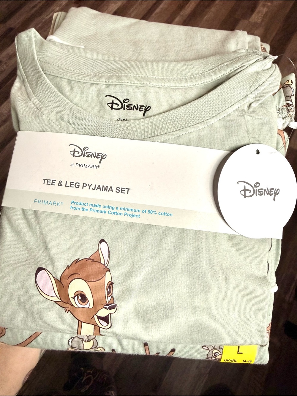 Disney Green Bambi Tee & Leg Pajama Set size Large